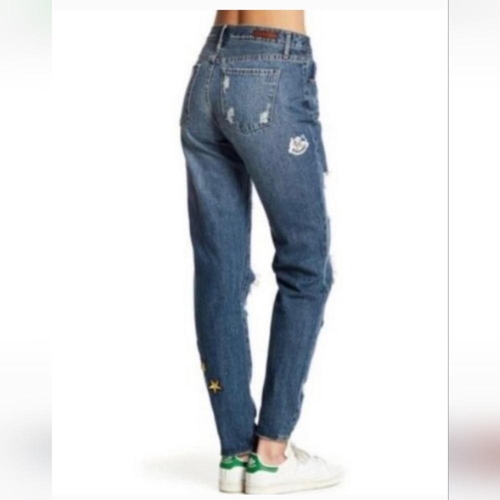 Articles of Society Janis destroyed Boyfriend Tiger Patches Jeans